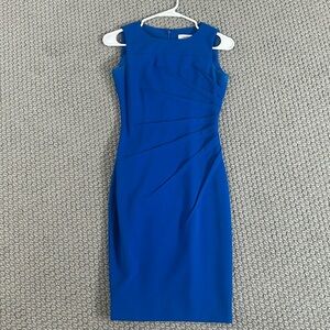 Calvin Klein Sheath Business Dress Summer Workwear Work Petite Bright Blue 0P